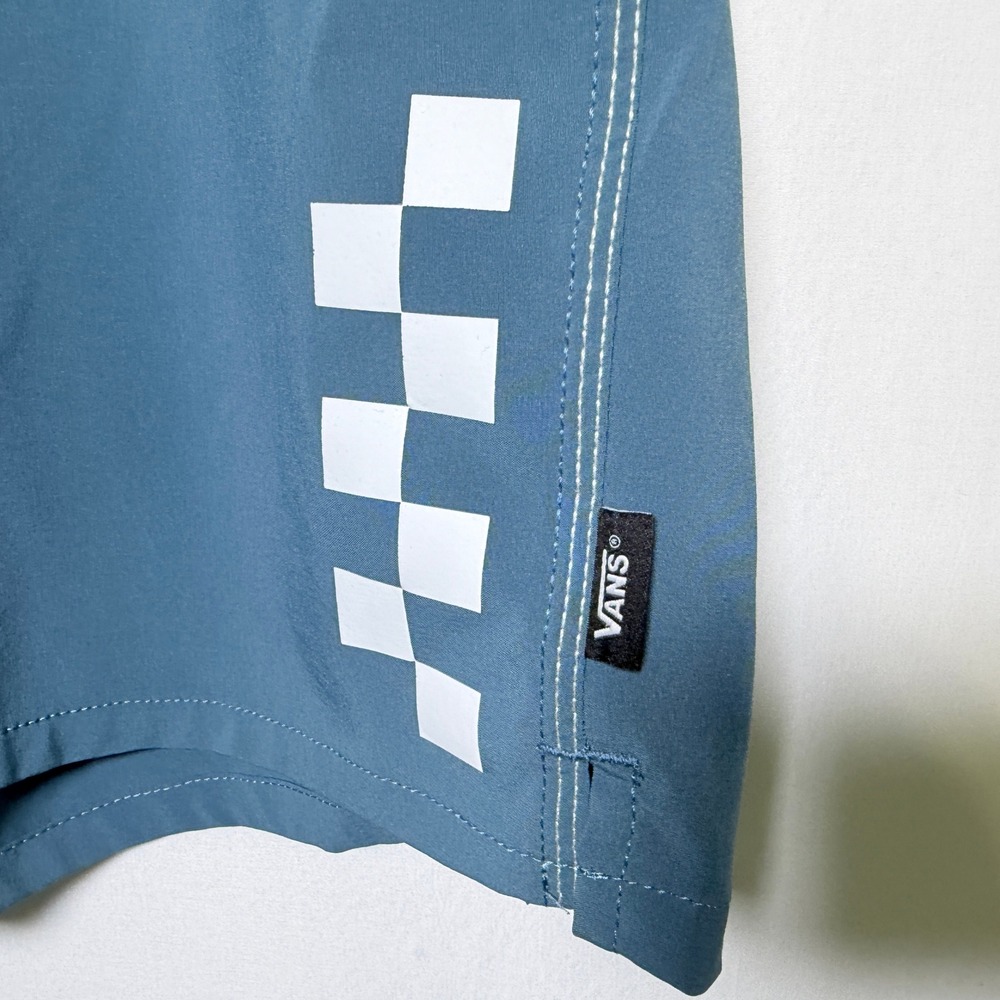 Vans Mens Board Shorts Blue Checkerboard Logo Swim Trunks Size 31 VN0A3HNY - Picture 3 of 11